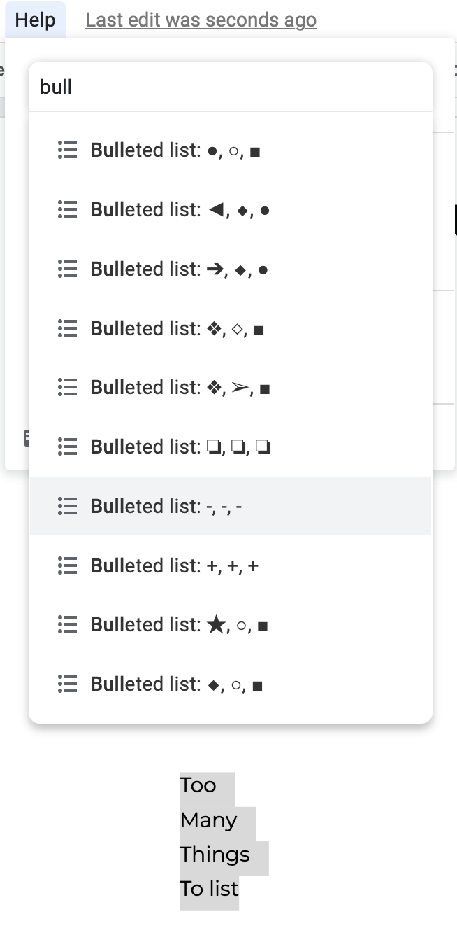 List commands